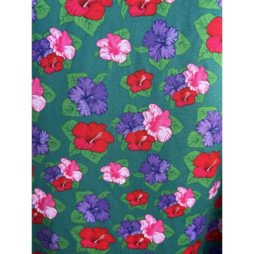 Bite Hard Performance Golf Polo Shirt Mens Medium Green Floral Stretch - Picture 4 of 7